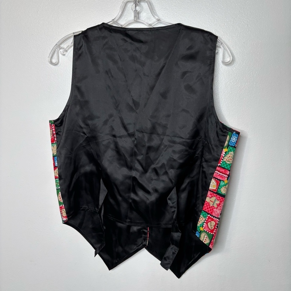 Basic Editions Holiday Vest Women’s Small Christmas Gingerbread Cookie Patchwork - Picture 8 of 9